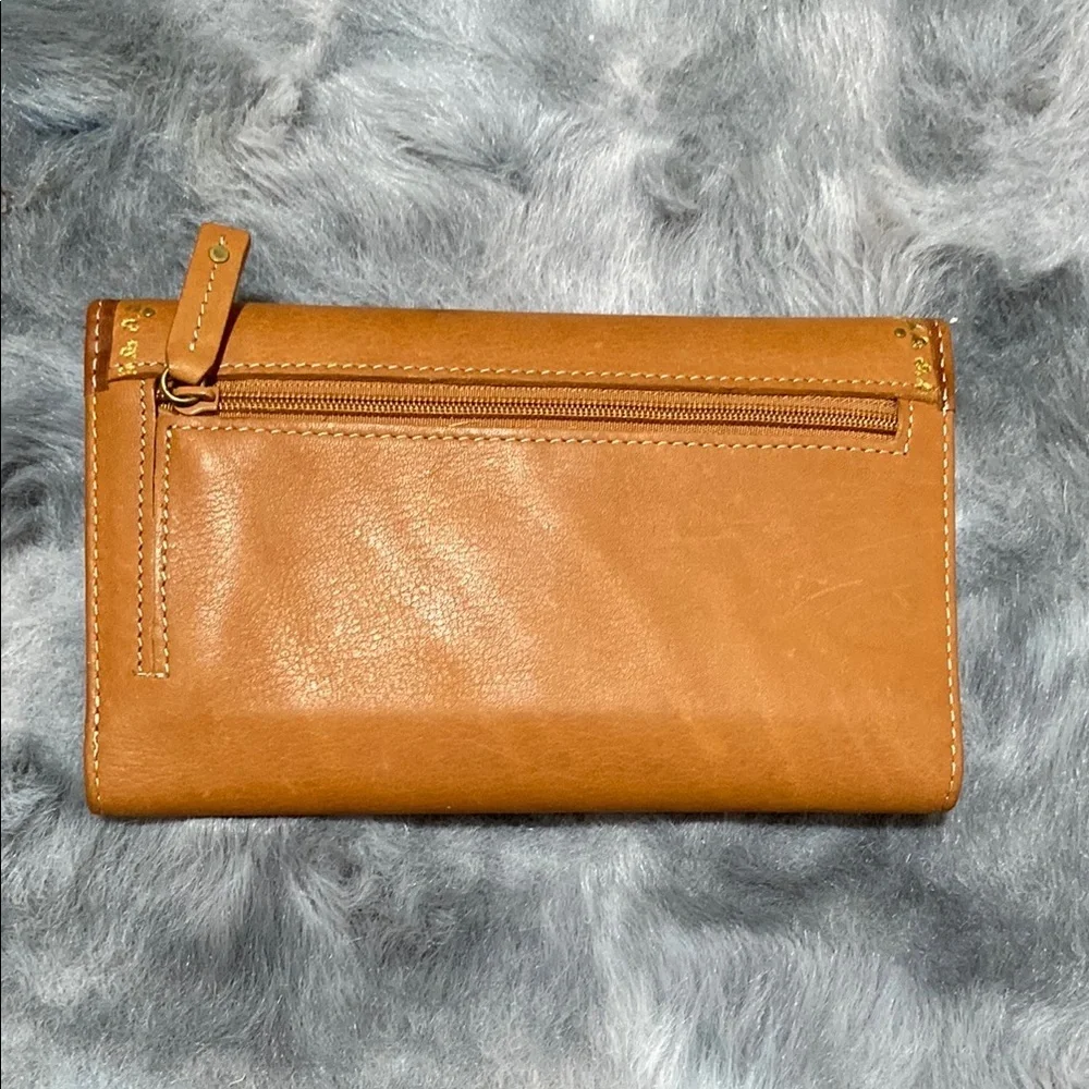 Kate Landry genuine leather Brown and Gold Wallet with Ornate Medallion